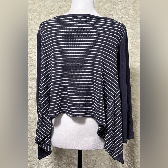 Anthropologie Lazy Days by Papercrane Waffle Knit Stripe Oversized - Picture 4 of 8